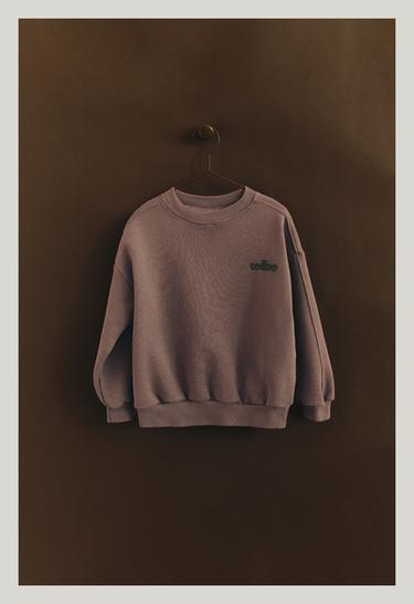 MOLETOM COM MENSAGEM BORDADA - Marrom da Zara