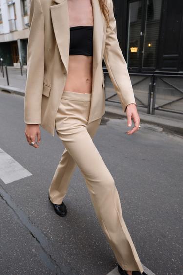 LOW-RISE FLARE TROUSERS - Sand by Zara