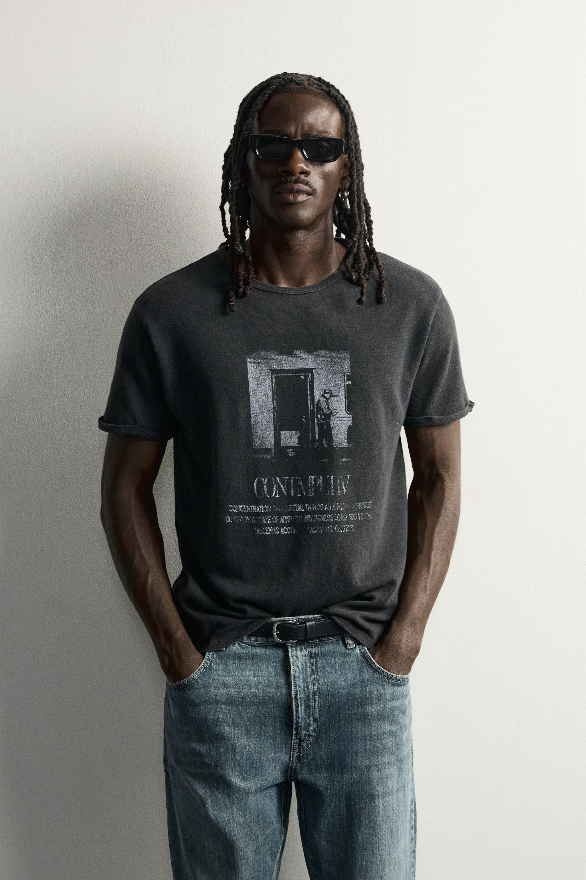 Zara YIKAMA EFEKTLİ BASKILI ÖRGÜ T-SHIRT görsel 2
