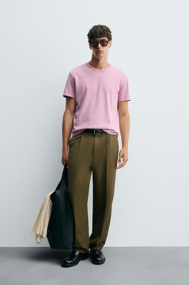 Zara CROPPED FIT T-SHIRT - Pink - Image 0