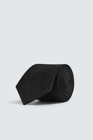 TEXTURED 100% SILK AARON LEVINE X ZARA TIE - Black by Zara