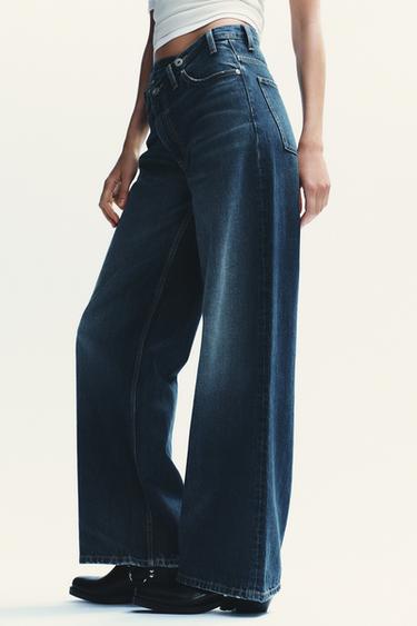 JEAN TRF WIDE LEG TAILLE HAUTE CROISÉE - Bleu marine de Zara - Image 5