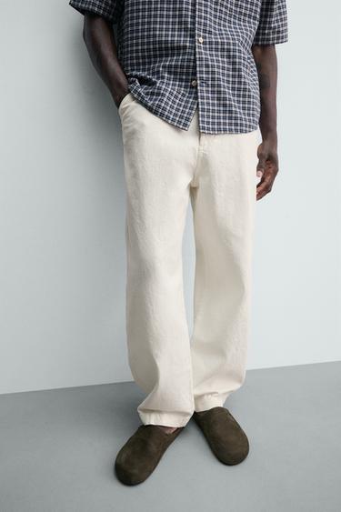 RELAXED FIT CARPENTER TROUSERS - Oyster-white by Zara - Image 4
