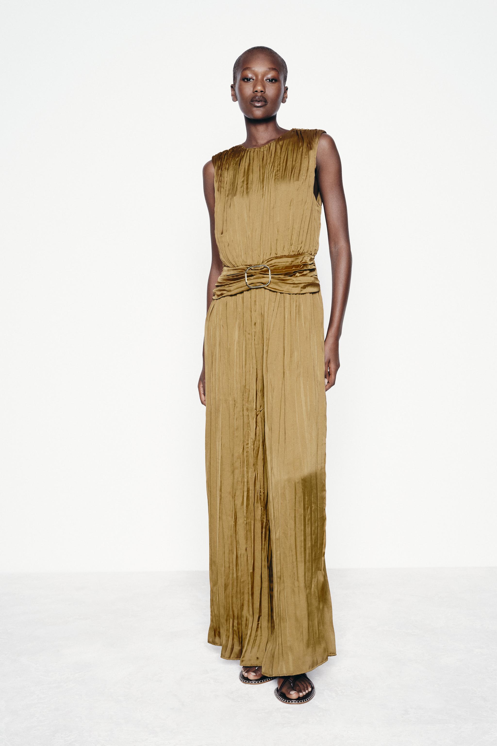 Pleated jumpsuit dress zara hotsell