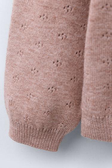 EMBROIDERED FLORAL KNIT SWEATER - Pink marl by Zara - Image 3