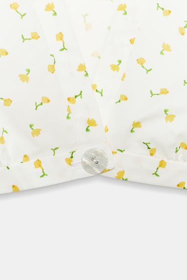 FLORAL POPLIN CROP TOP - Ecru/Yellow by Zara - Image 6