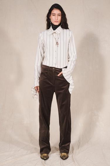 Zara LIMITED EDITION STRIPED MOCK NECK SHIRT - striped