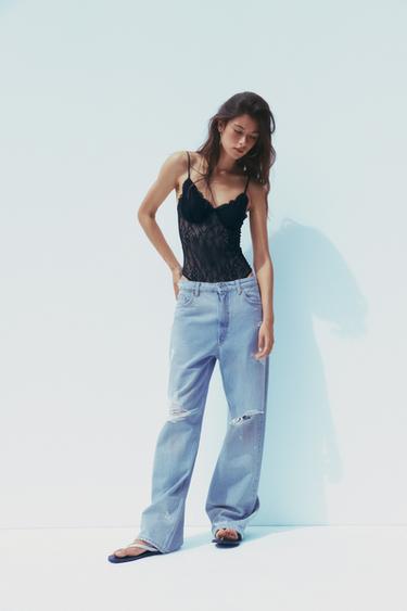 LACE CAMISOLE BODYSUIT - Black by Zara - Image 0