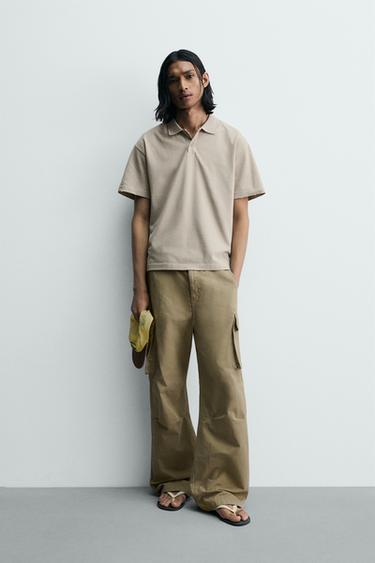 Zara POLO MAJICA OPUŠTENOG KROJA ISPRANOG IZGLEDA – Ekru – Slika 0