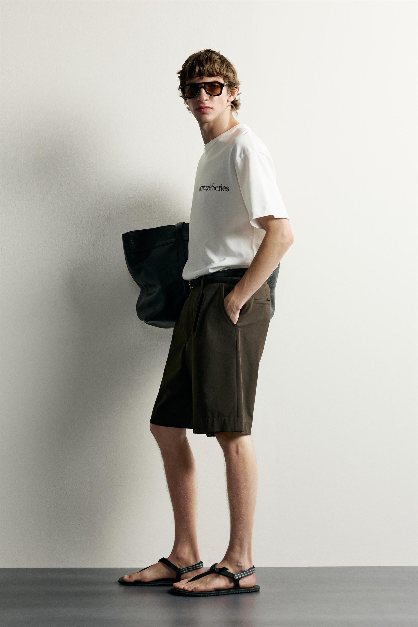 Мужская футболка Zara Relaxed Fit Contrast Print, цвет: Белый — фото 4