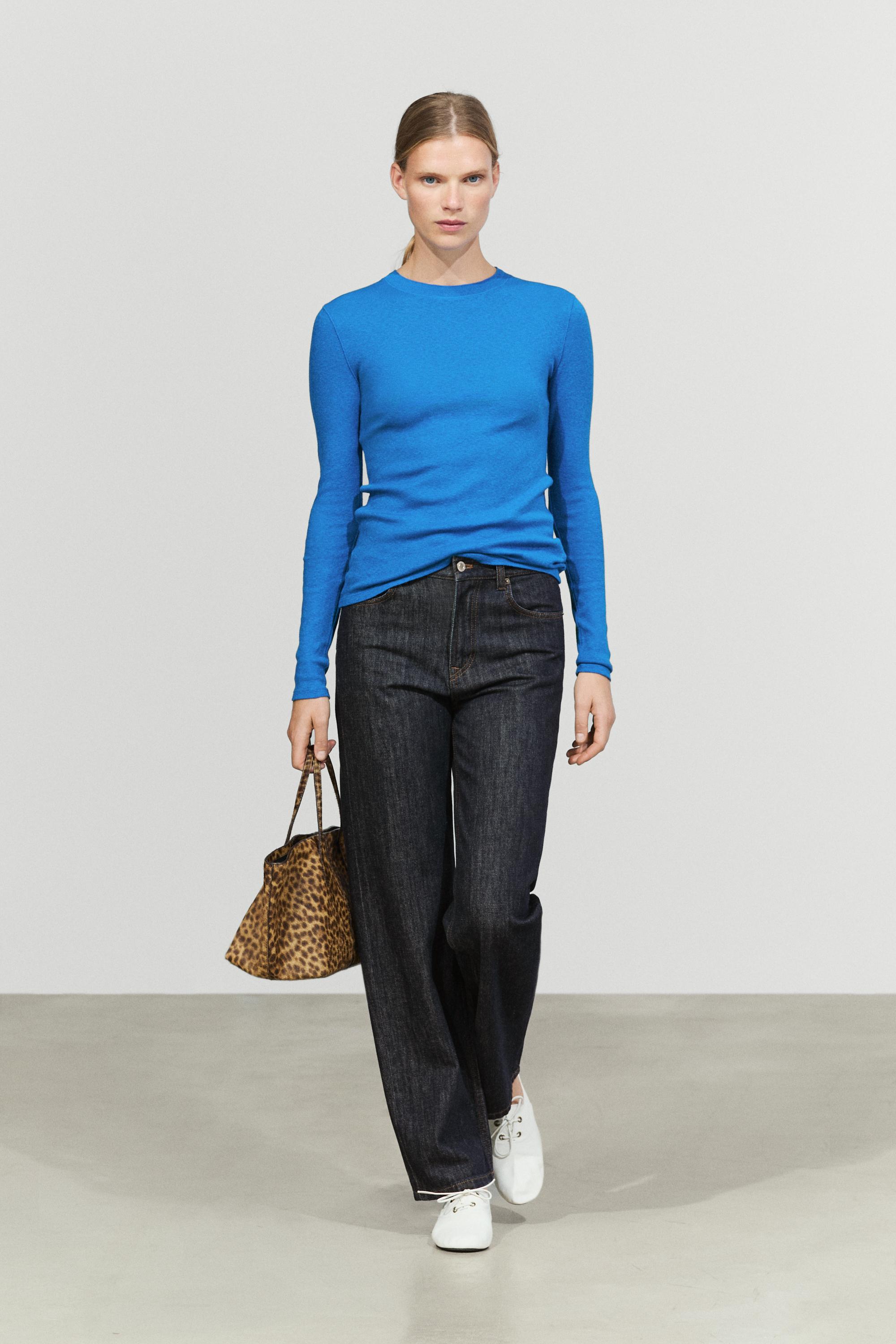 Cotton cashmere blend knit T-shirt