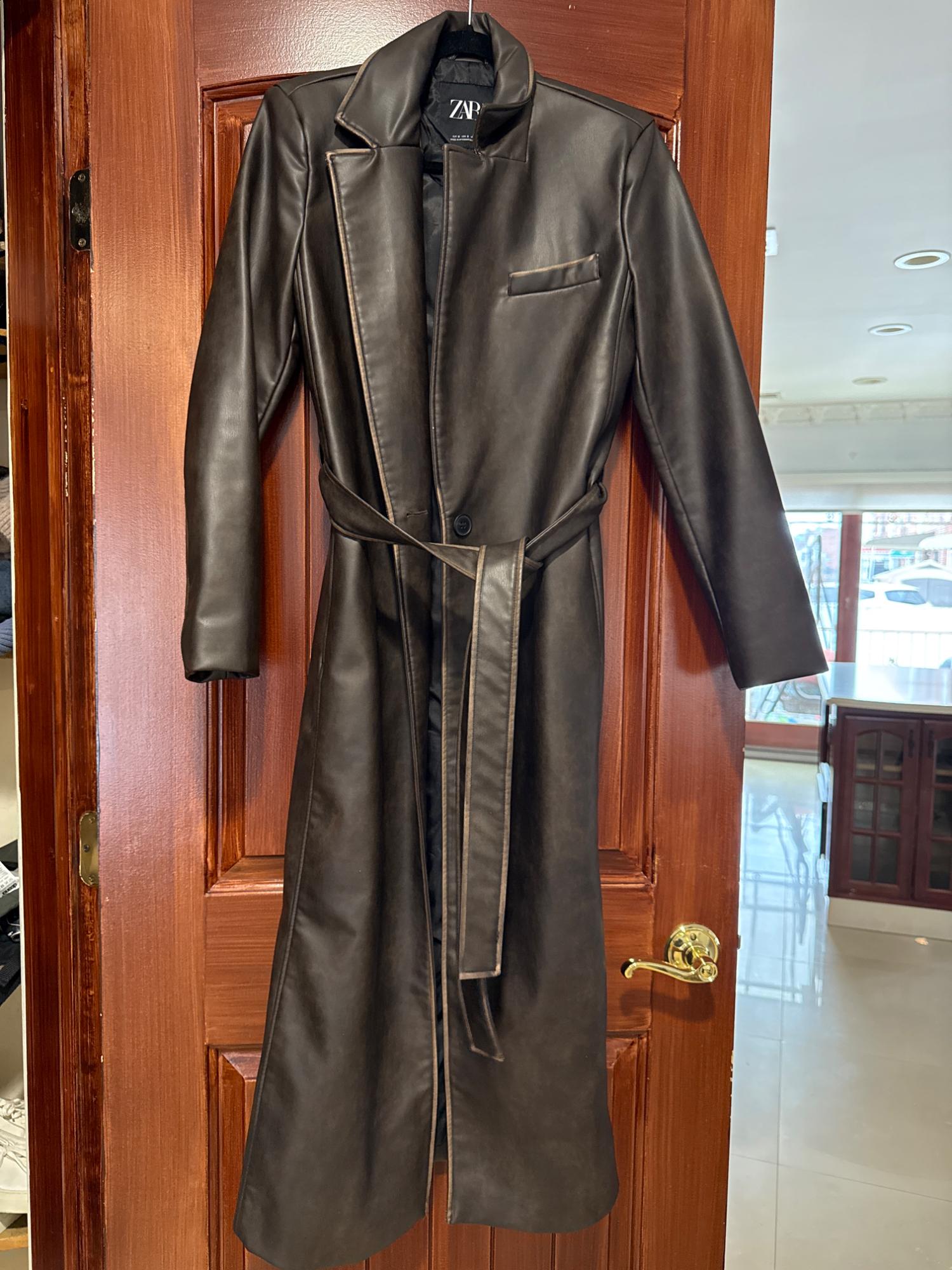 DISTRESSED FAUX LEATHER COAT SECOND HAND | Zara Preowned