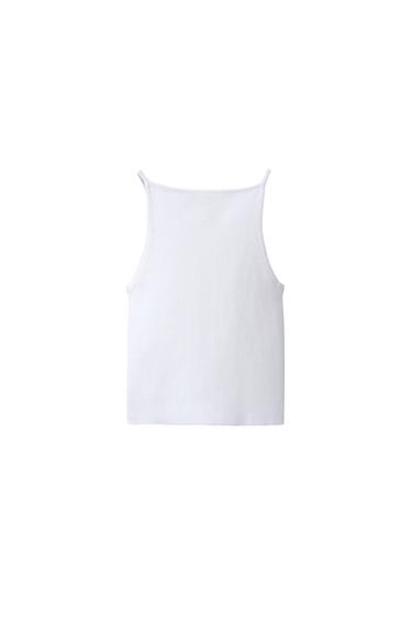 RIBBED TOP - Oyster-white by Zara
