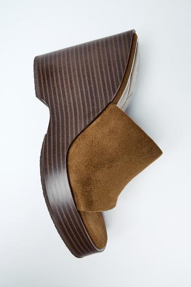 SUEDE PLATFORM WEDGES - Brown by Zara