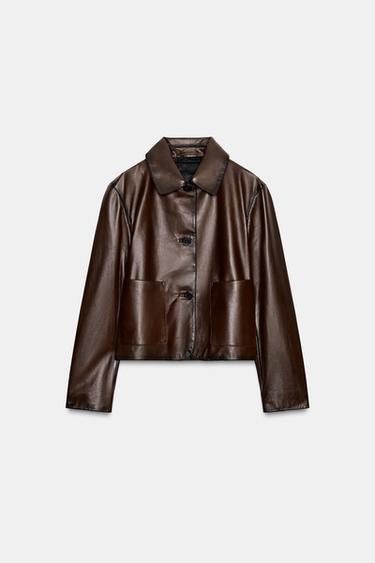 MINIMALISTISCHE LEDERJACKE – ZW COLLECTION – LIMITED EDITION - Braun von Zara