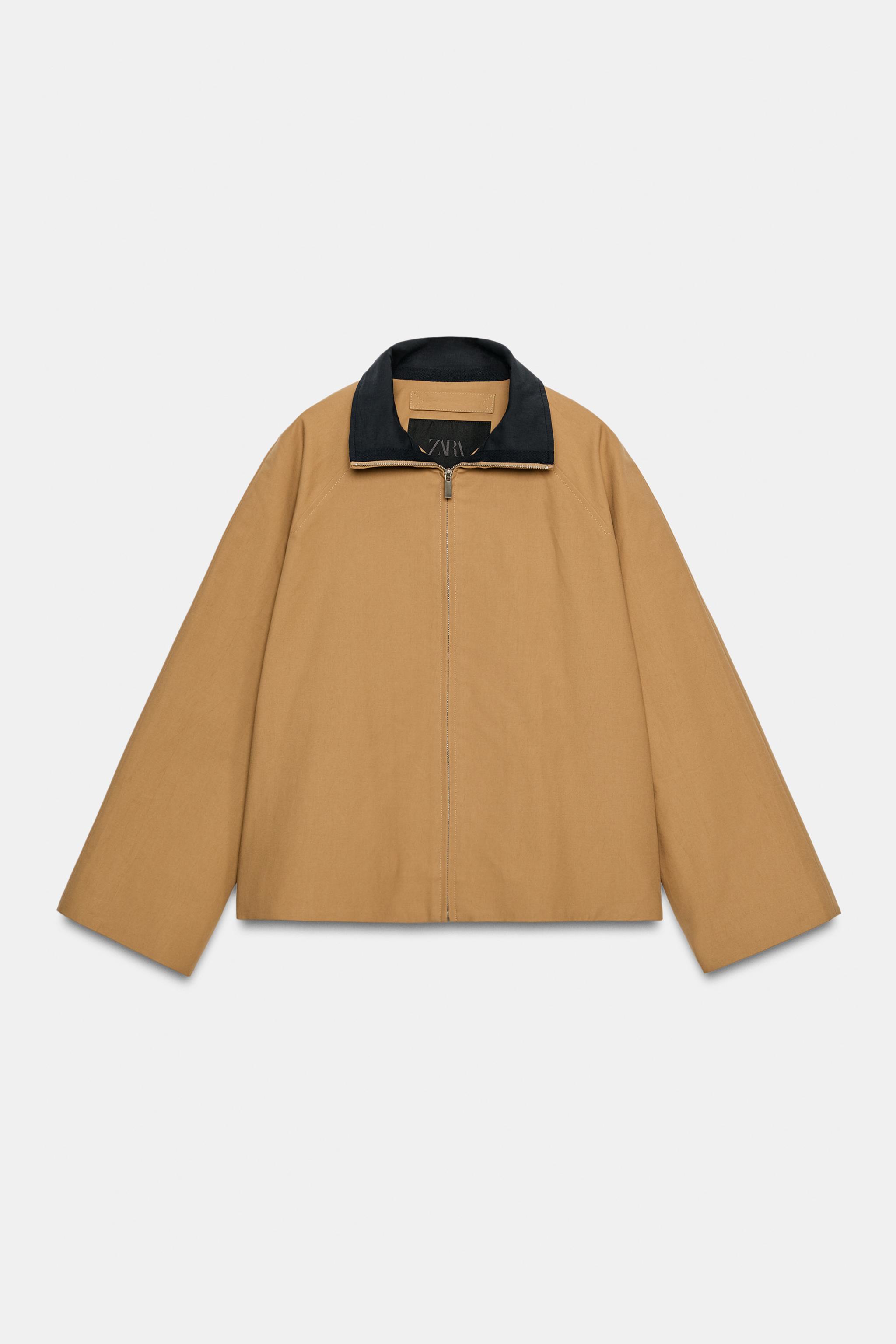 Zara ZW COLLECTION KONTRAST YAKALI TRENÇKOT görsel 6