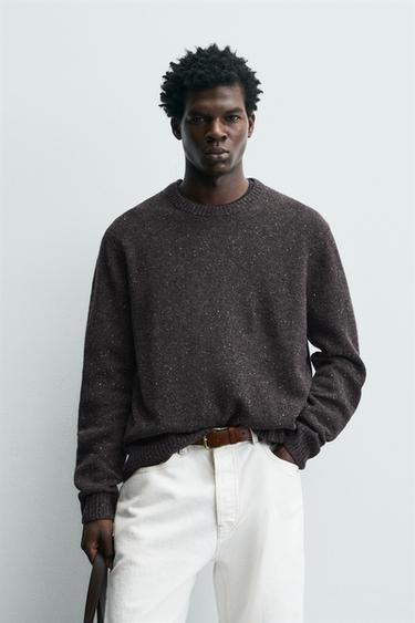 JERSEY 100% LANA BOTONATO - marron-vison de Zara