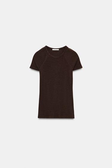 მაისური რაგლანის მოკლე სახელოები - Zara-ს Brown marl