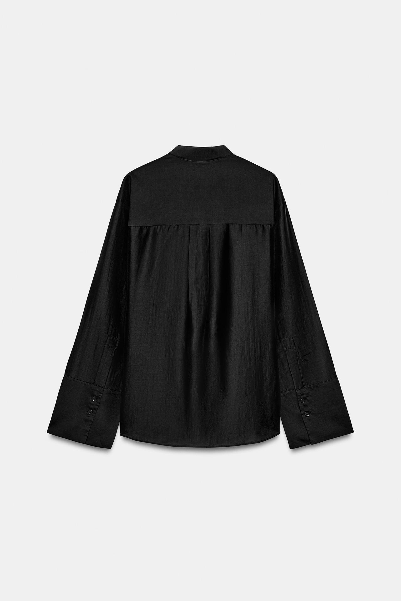 ZW COLLECTION EMBROIDERED POCKET SHIRT — Black
