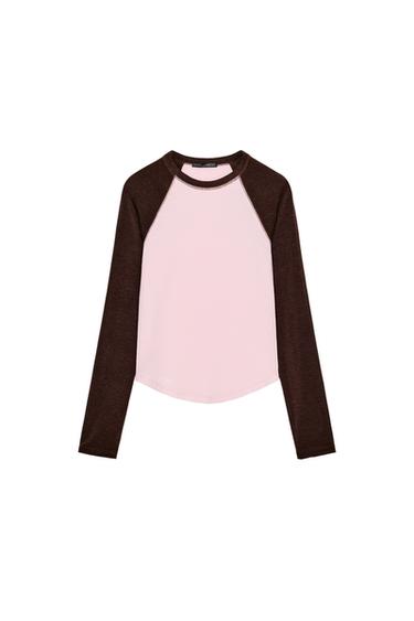 CONTRAST RAGLAN SLEEVE T-SHIRT - Khaki by Zara