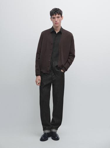 Zara Wool blend V-neck knit cardigan - Chocolate