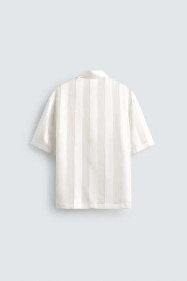 EMBROIDERED STRIPED JACQUARD SHIRT - White by Zara - Image 7