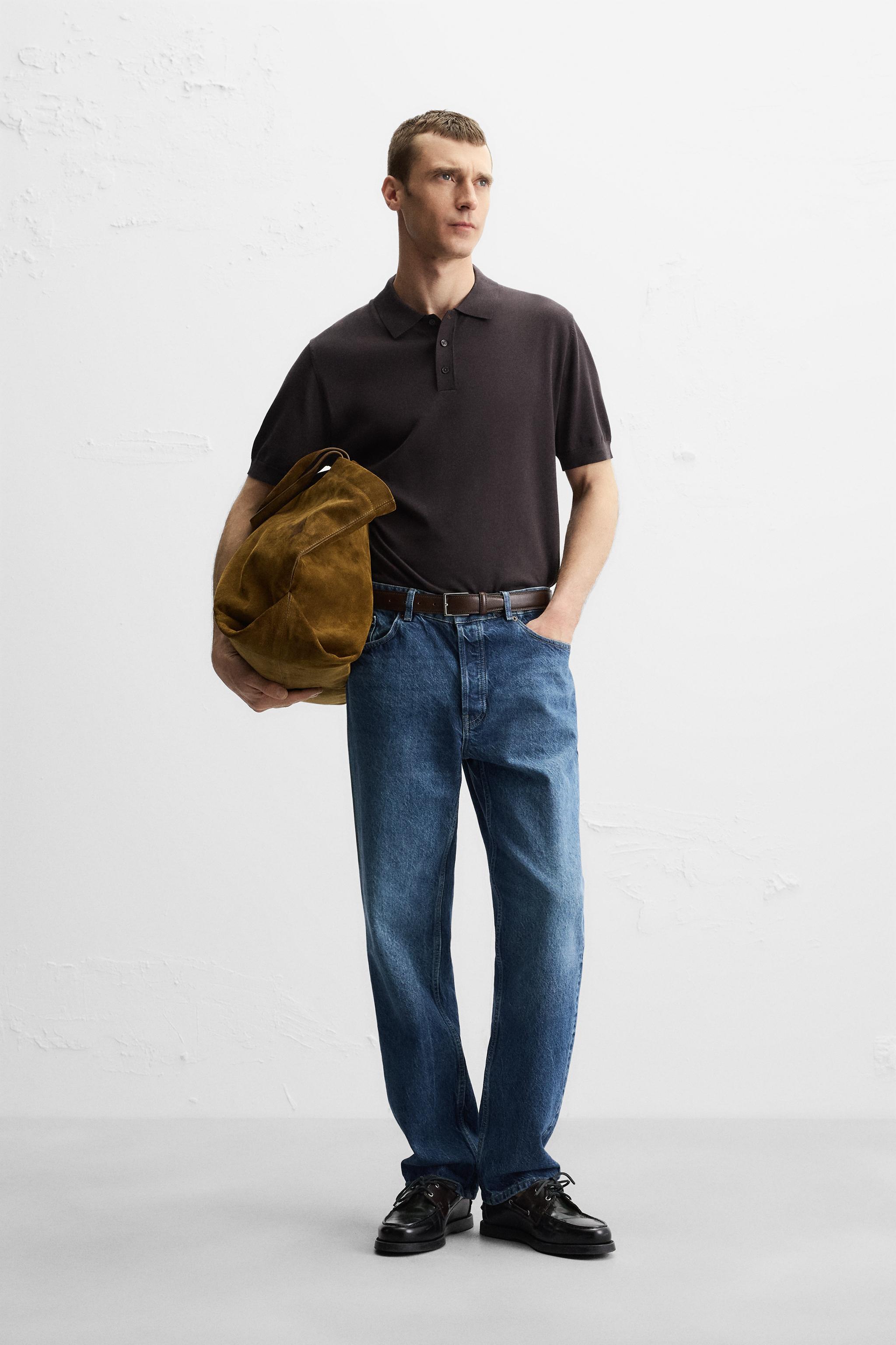 ★ZARA★ COTTON - LYOCELL KNIT POLO SHIRT KNIT COTTON - LYOCELL POLO SHIRT - Chocolate brown | ZARA