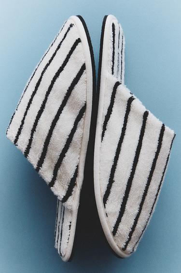 STRIPED TERRY BATH SLIPPERS - White by Zara