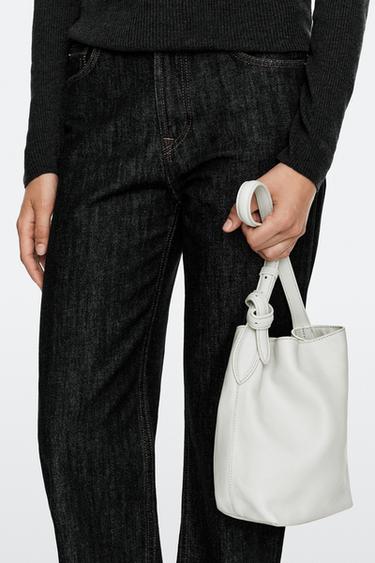 Nappa leather mini bucket bag — Oyster-white 2