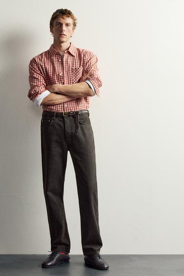 STRAIGHT FIT GALTZA BAKEROAK, AARON LEVINE X ZARA - Txokolate marroia, Zara-rena