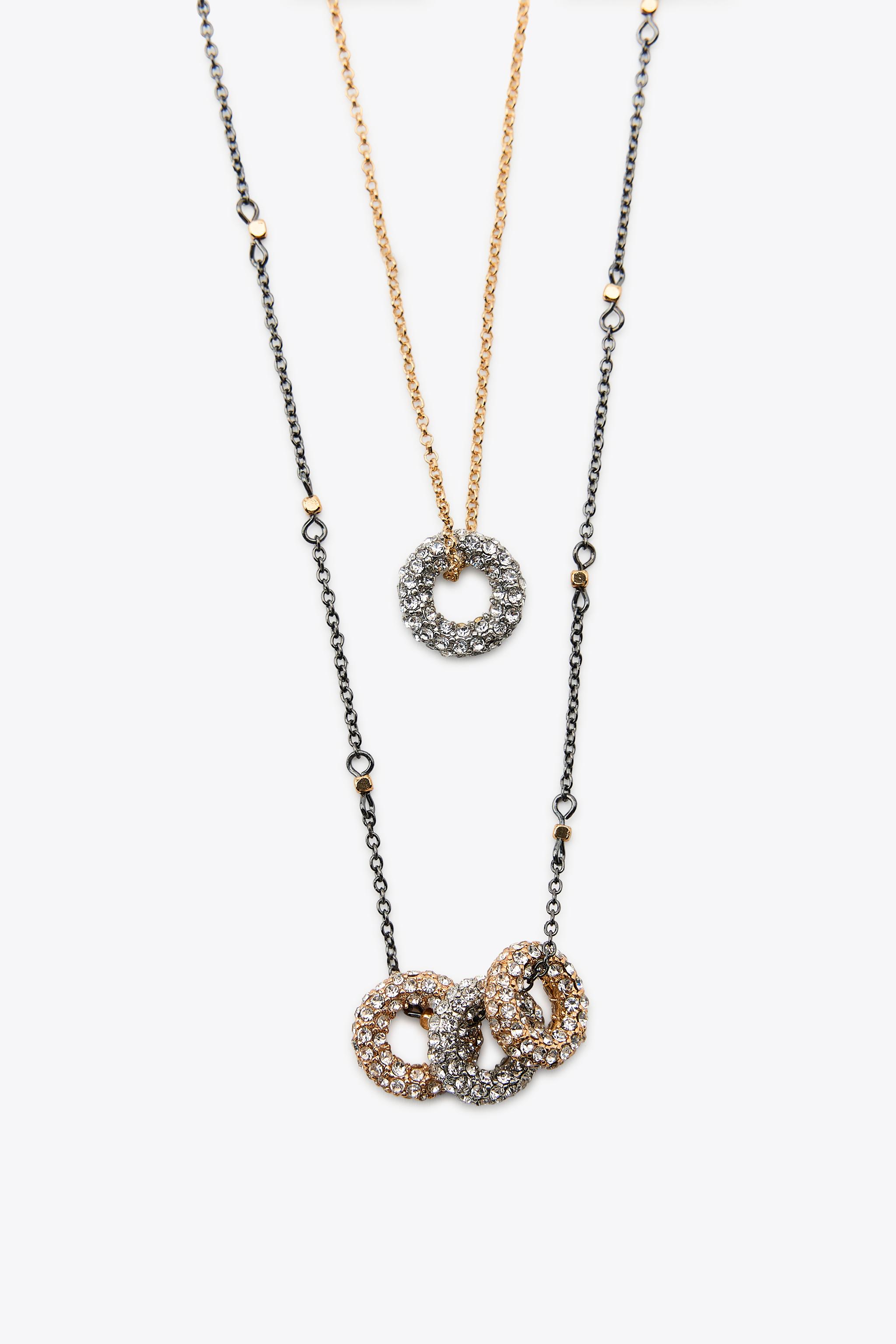PACK OF 2 SPARKLY COMBINATION NECKLACES - Golden | ZARA United States
