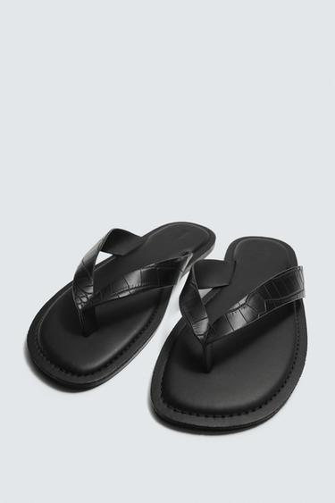 EMBOSSED STRAPPY SANDALS - Black by Zara - Image 4