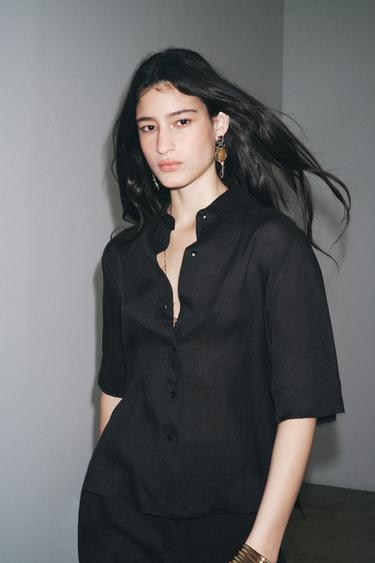 ZW COLLECTION RAMIE SHIRT - Black by Zara