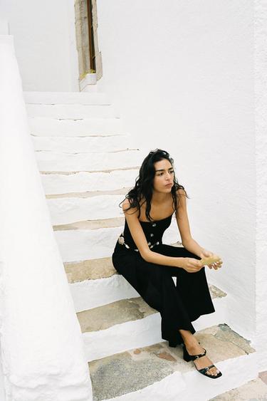 Zara WIDE HEEL SANDALS WITH BUCKLES - Black