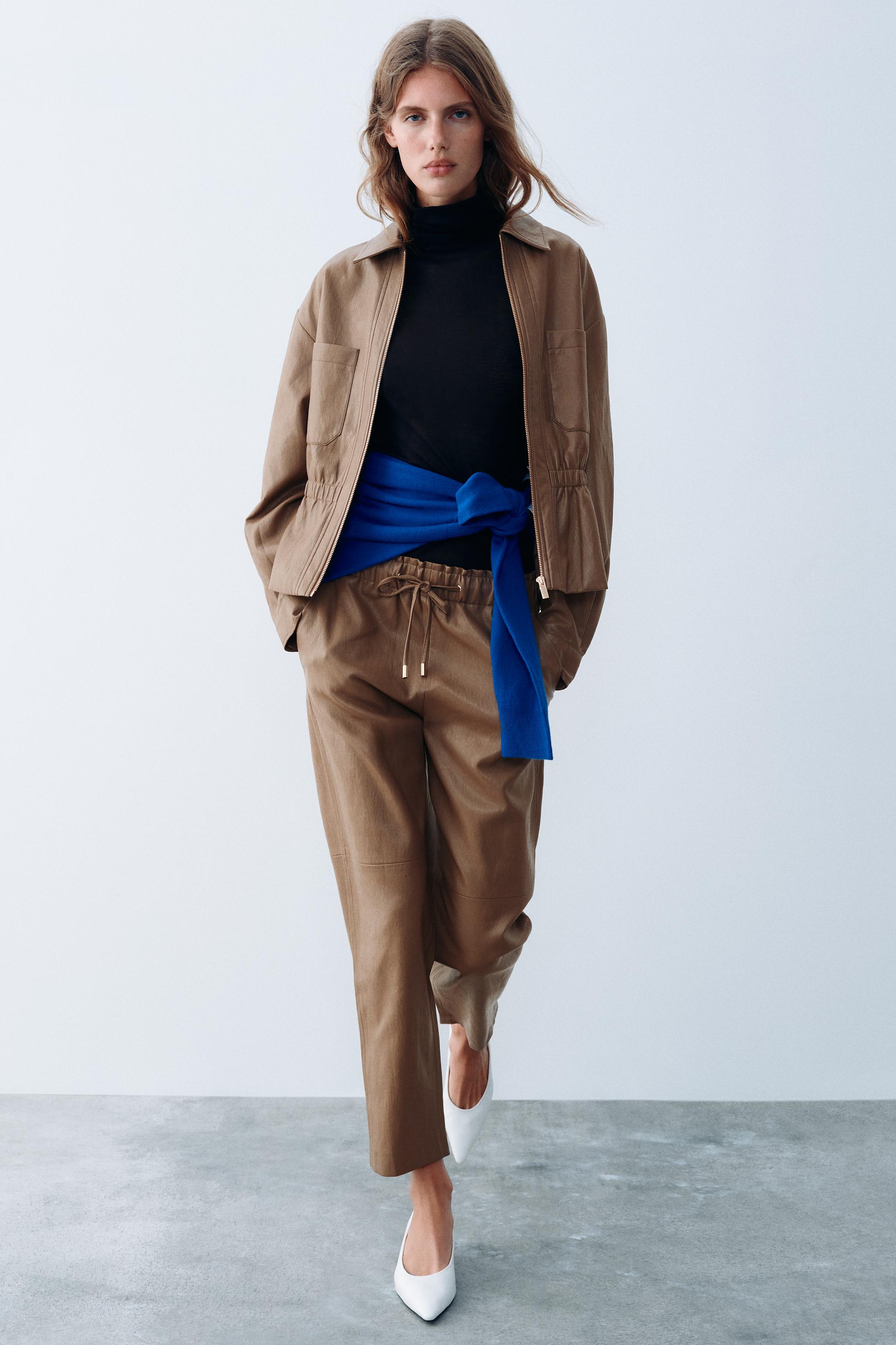 FAUX LEATHER ELASTIC-WAIST PANTS