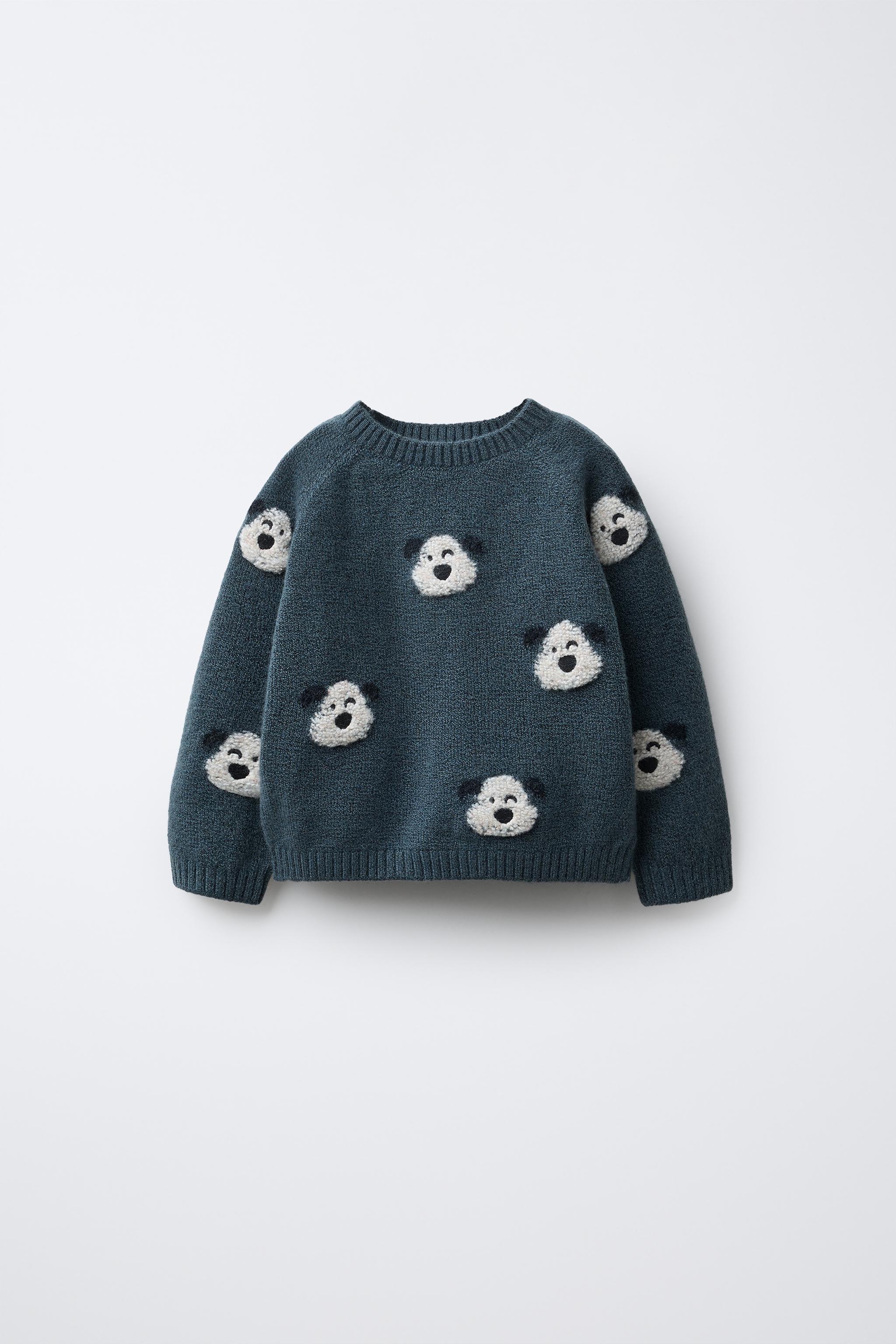 犬の刺繍入りニットセーター - ディープブルー | ZARA Japan / 日本