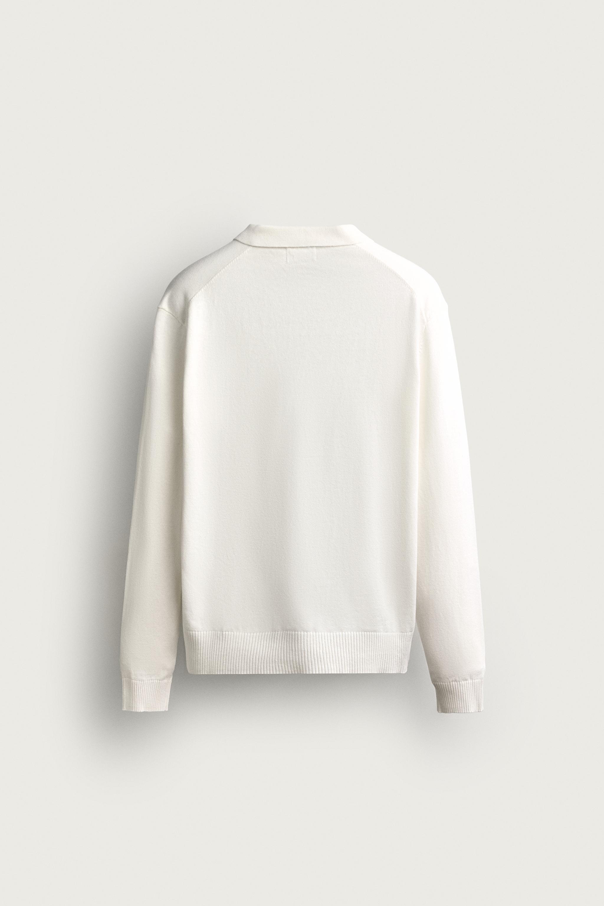 COTTON-LINEN KNIT REGULAR FIT POLO — Ecru