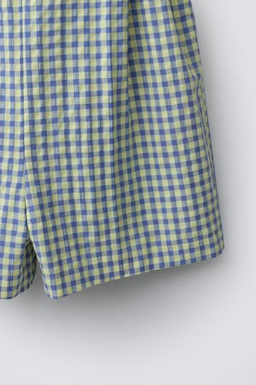 COMBI-SHORT À CARREAUX VICHY ET LACETS - Jaune de Zara - Image 3