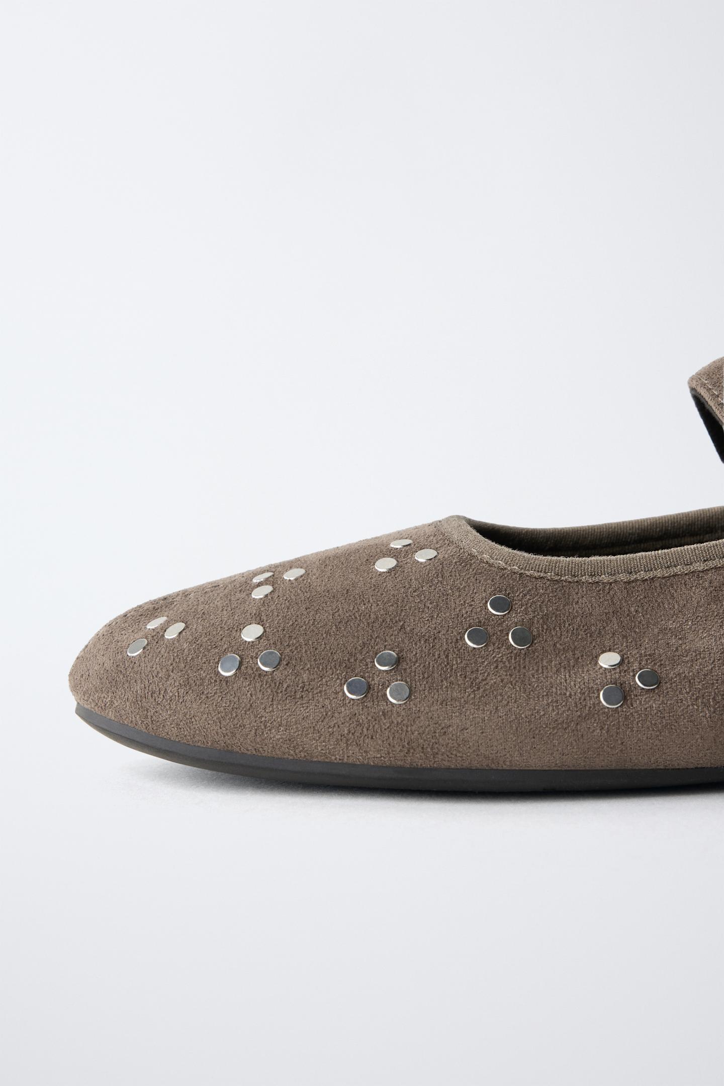 Детские балетки Zara Studded Ballet, цвет: Серый — фото 6