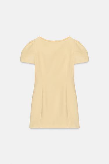SHORT DRESS WITH PLEATS AND POCKETS - Pastel yellow by Zara