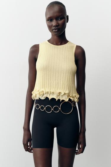 WAVY HEM KNIT TOP - Yellow by Zara - Image 1