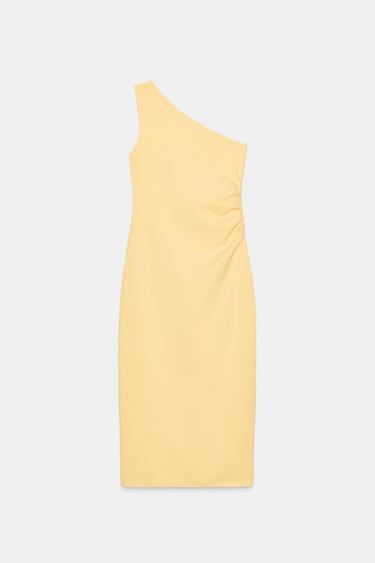 VESTIDO MIDI ASIMÉTRICO - Amarillo de Zara