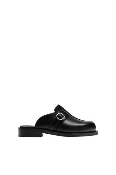 LEATHER BUCKLE CLOGS LIMITED EDITION - Black by Zara