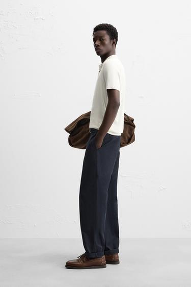 POLO EN MAILLE MÉLANGE VISCOSE - Blanc cassé de Zara - Image 3