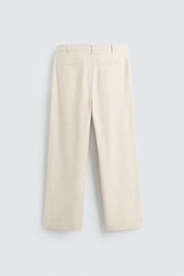 PANTALON COTON - LIN PLIS - Beige clair de Zara - Image 7
