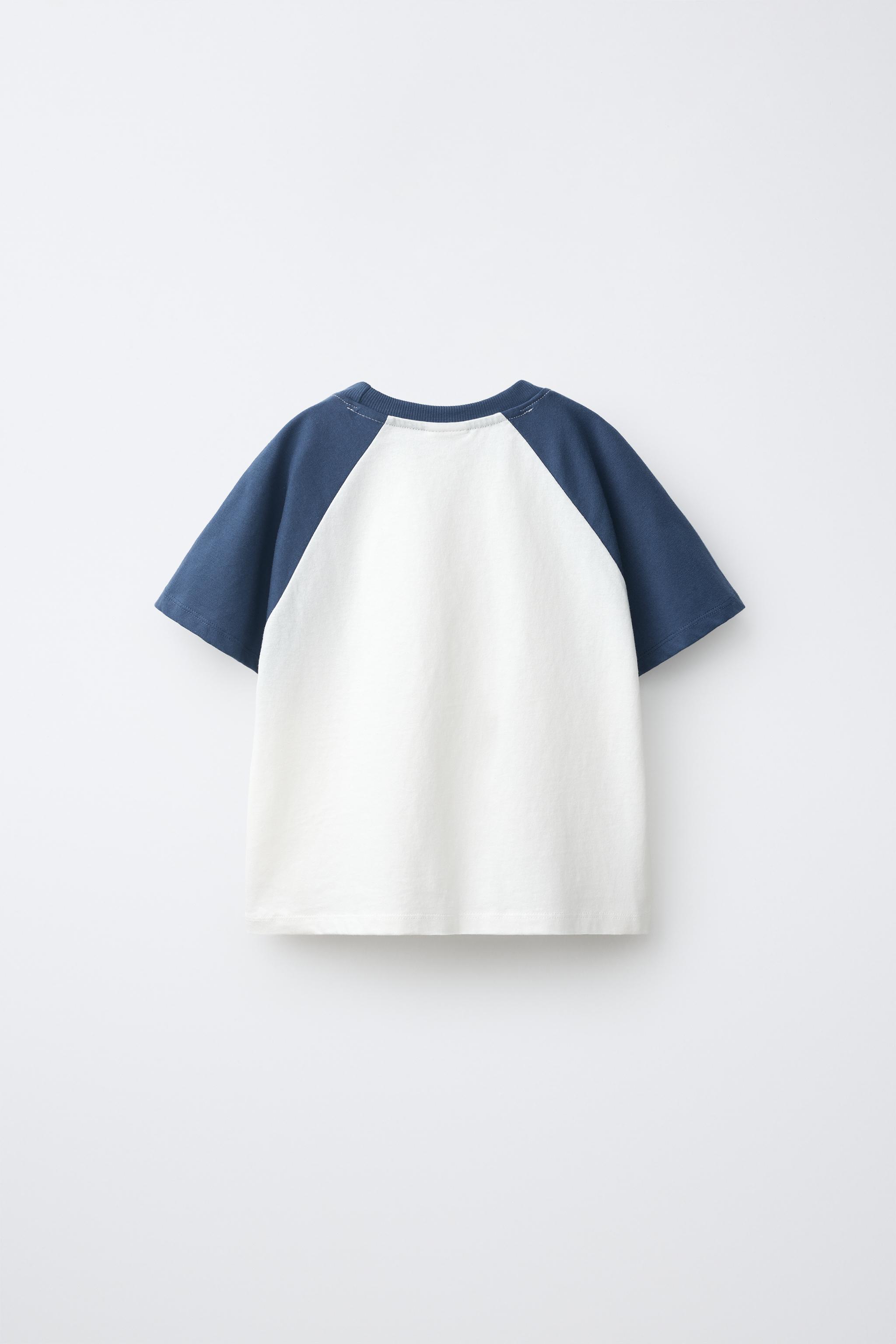 HEART RAGLAN T-SHIRT — Blue / White