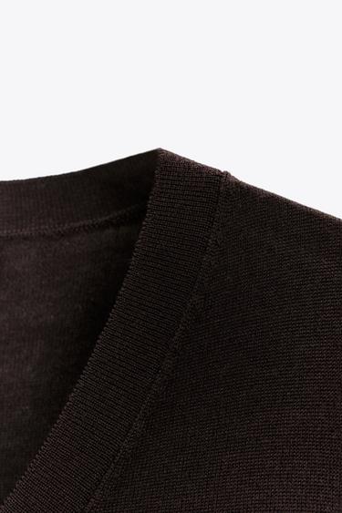 100% WOOL SHORT SLEEVE TOP - Dark brown by Zara - Image 6