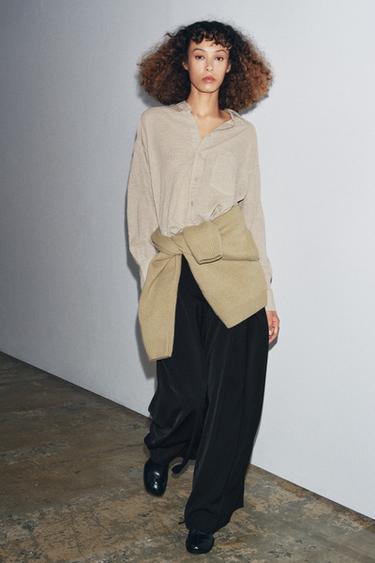 CHEMISE OVERSIZE TEXTURÉE ZW COLLECTION - Beige-marron de Zara