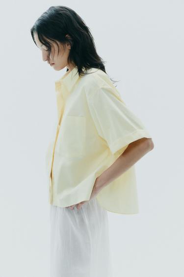 POPLIN SHIRT WITH POCKET - Yellow by Zara - Image 2
