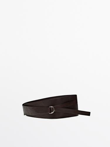 Zara Nappa leather sash belt with buckle detail - Brown